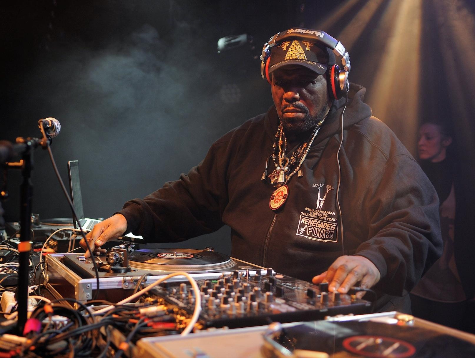 Afrika Bambaataa performing at the turntables